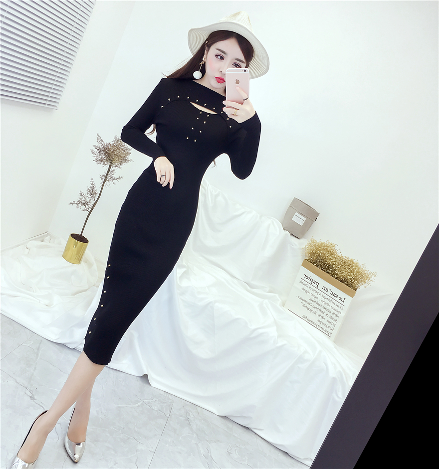 EW20394 Stylish Hugging Dress Black