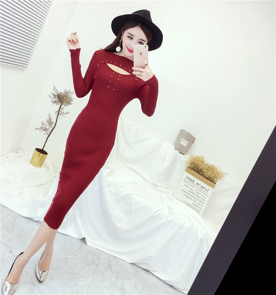 EW20394 Stylish Hugging Dress Red