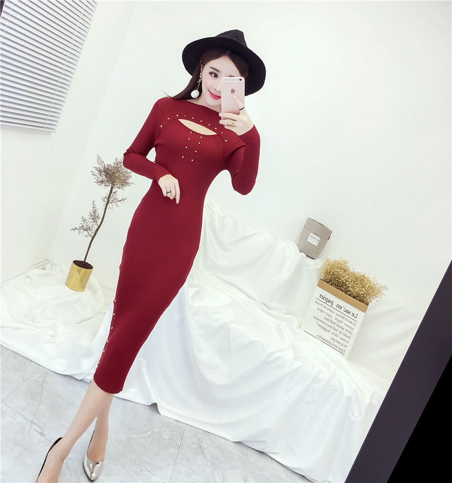 EW20394 Stylish Hugging Dress Red