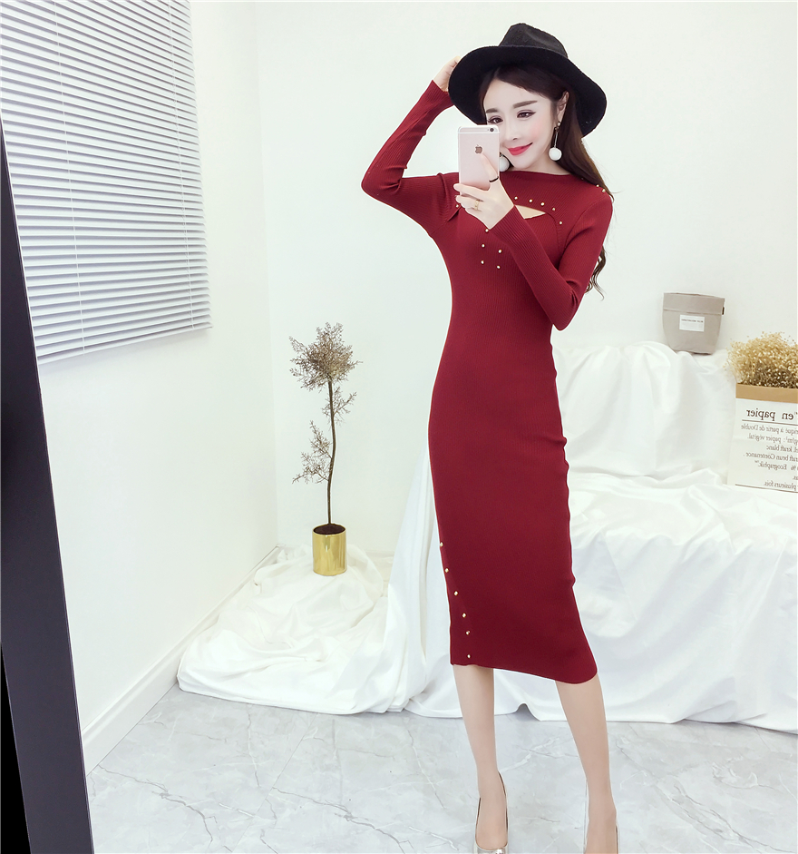 EW20394 Stylish Hugging Dress Red