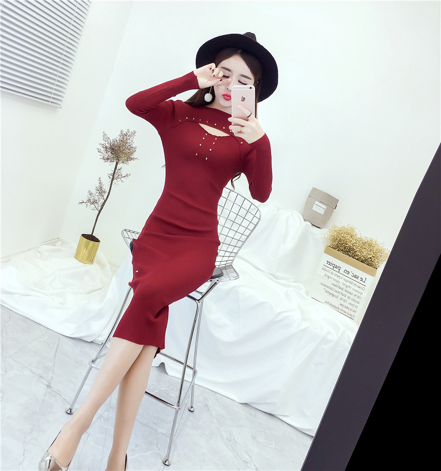 EW20394 Stylish Hugging Dress Red