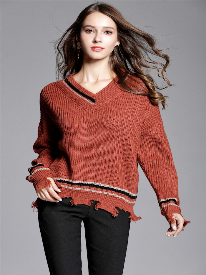 EW20401 Fashion Knit Top Red
