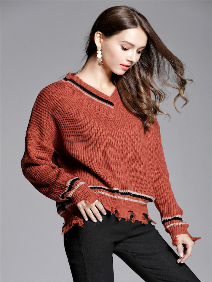 EW20401 Fashion Knit Top Red