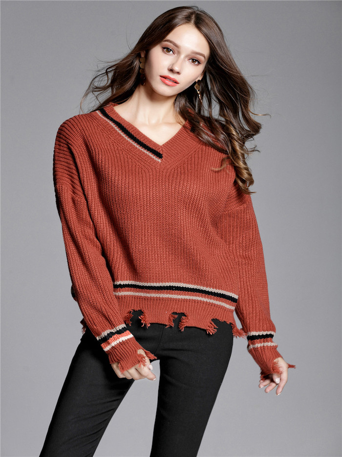 EW20401 Fashion Knit Top Red