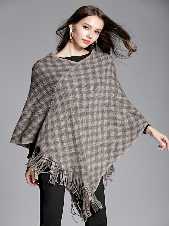 EW20403 Stylish Checker Top Khaki