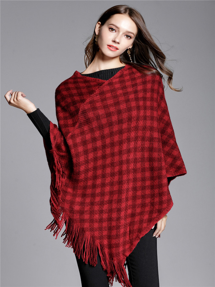EW20403 Stylish Checker Top Red