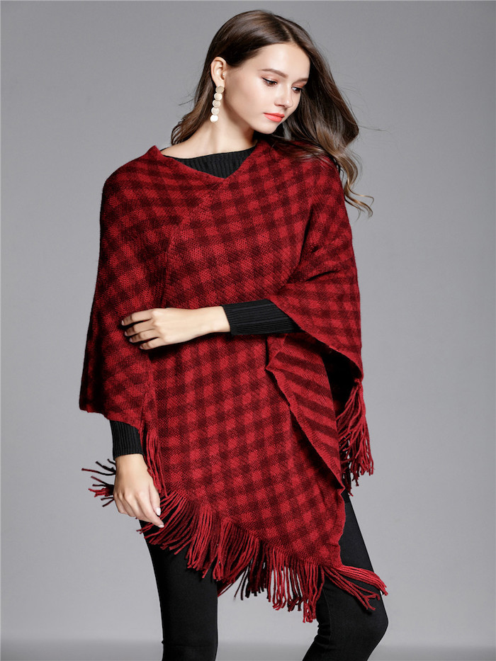EW20403 Stylish Checker Top Red