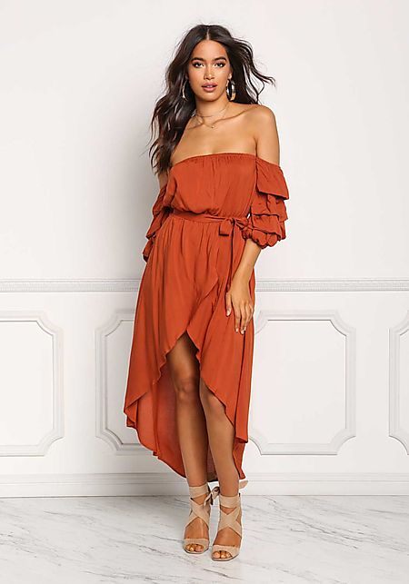 EW20405 Sexy Off-Shoulder Dress Red