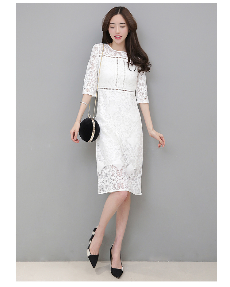 EW20427 Elegant Lace Dress White