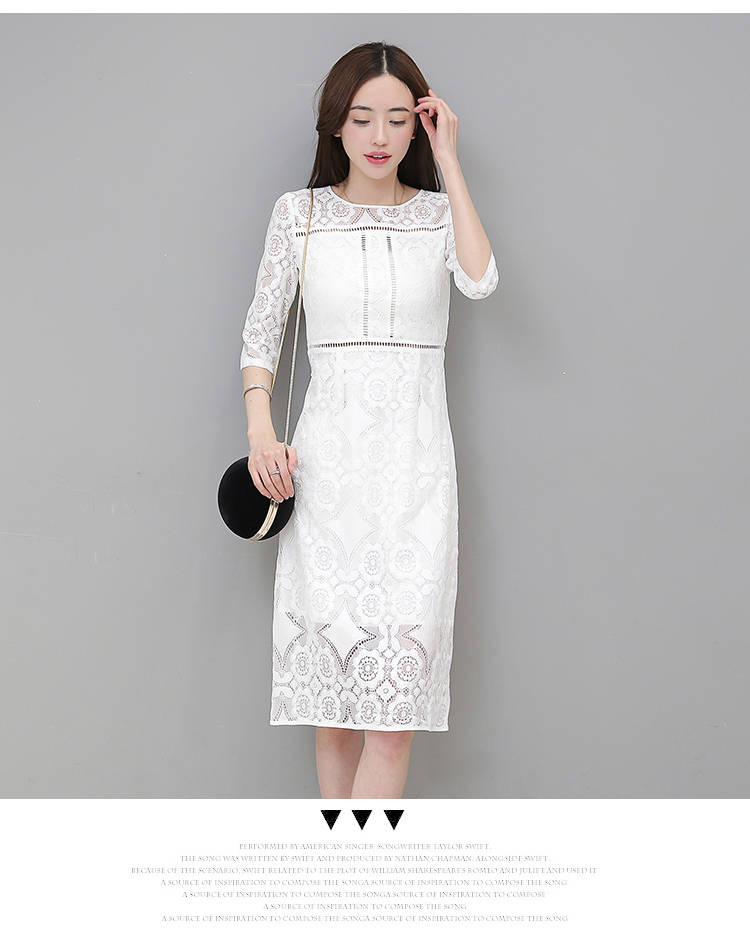 EW20427 Elegant Lace Dress White