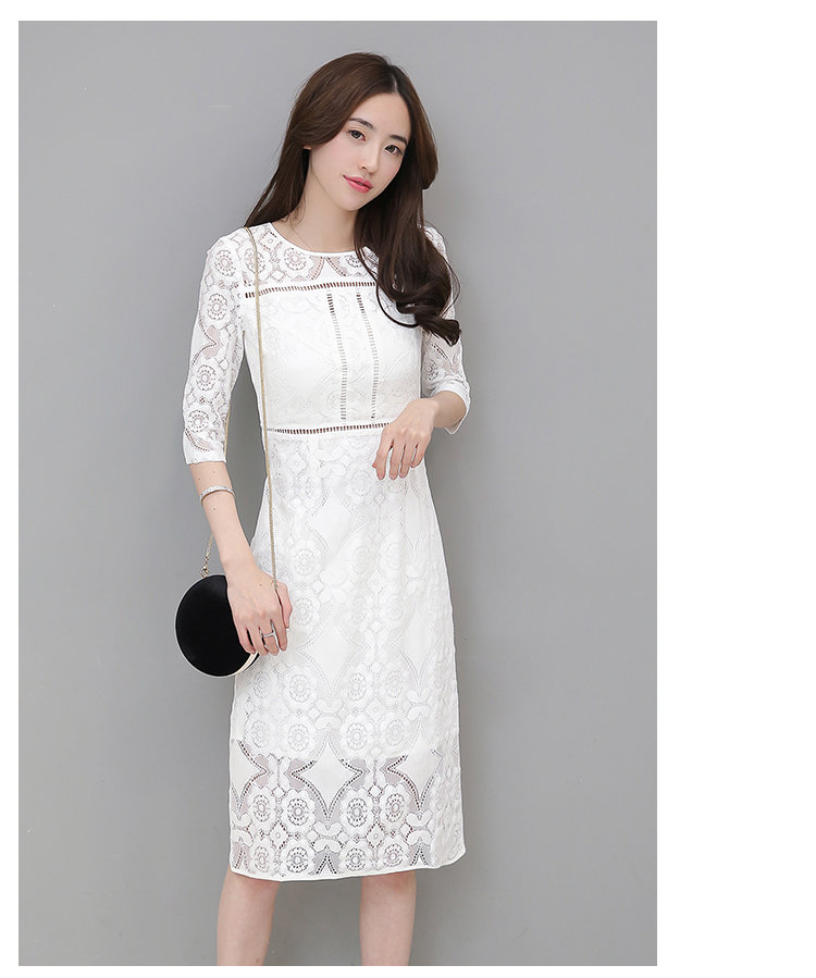 EW20427 Elegant Lace Dress White