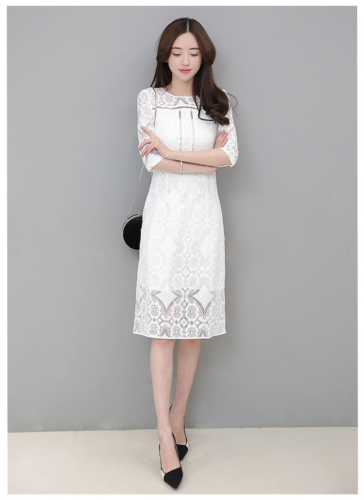EW20427 Elegant Lace Dress White