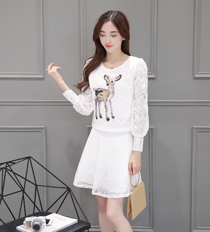 EW20434 Fashion Top and Skirt Set White