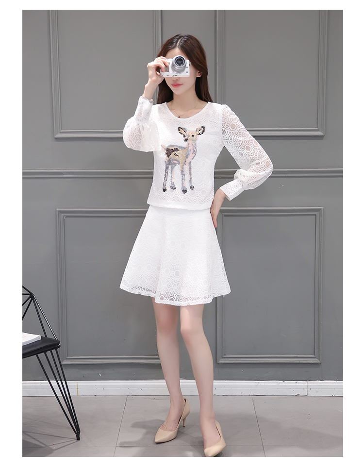 EW20434 Fashion Top and Skirt Set White
