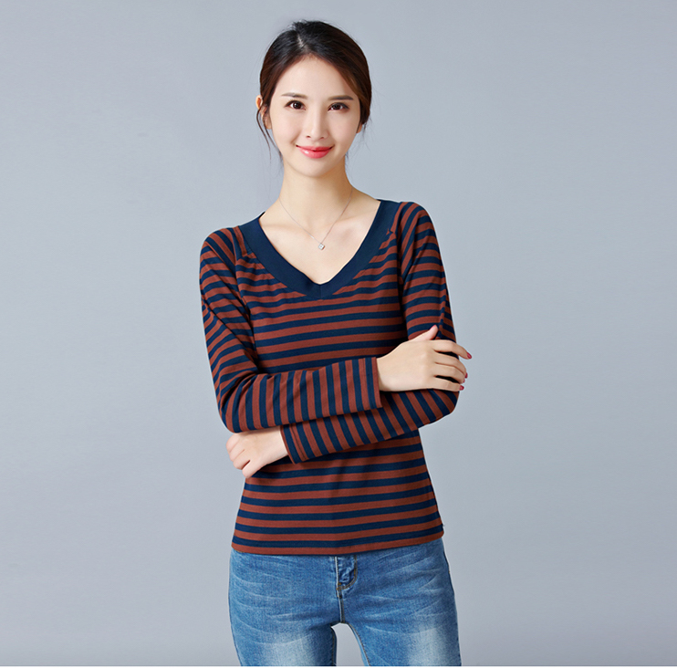 EW20440 Casual Stripe Top Brown