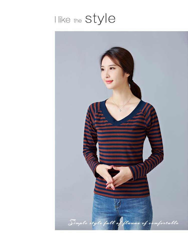 EW20440 Casual Stripe Top Brown