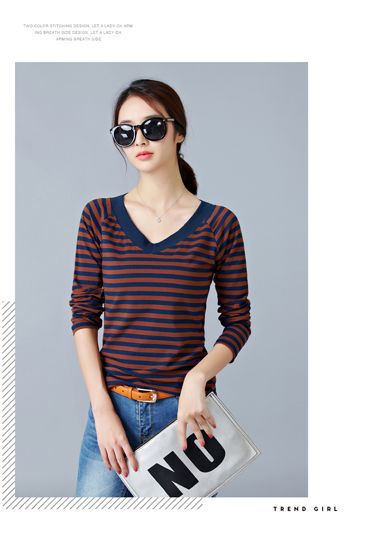 EW20440 Casual Stripe Top Brown