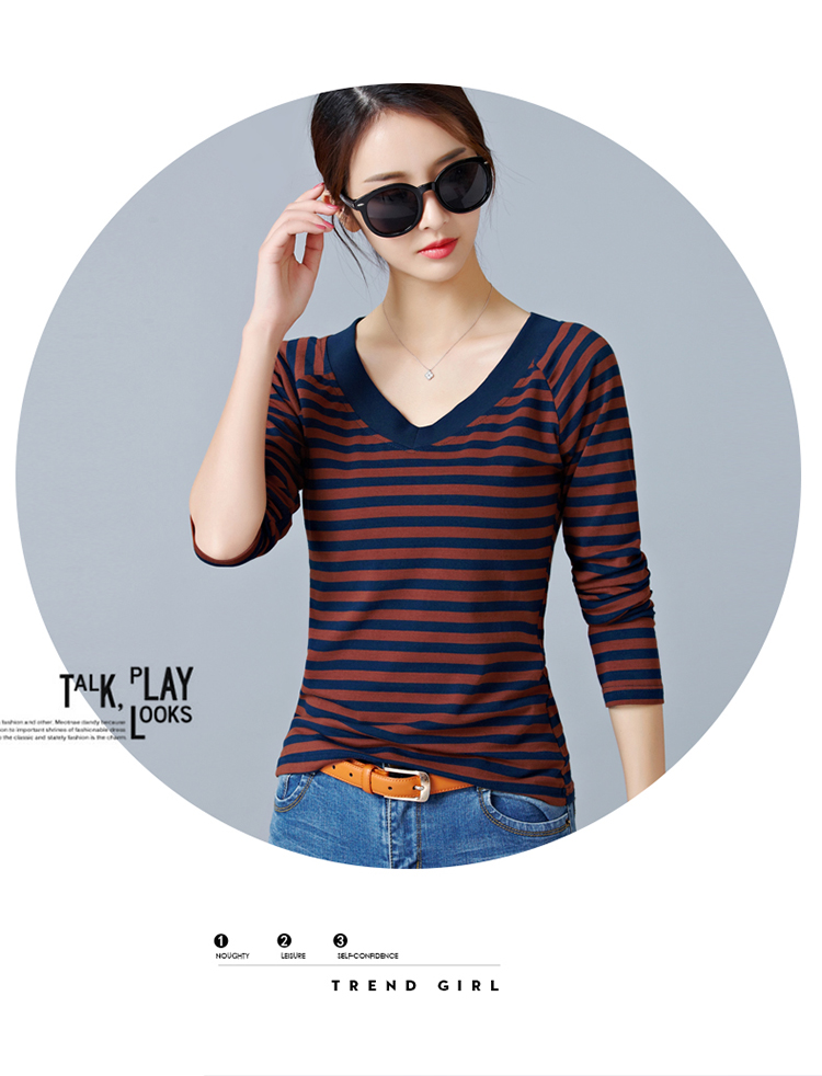 EW20440 Casual Stripe Top Brown