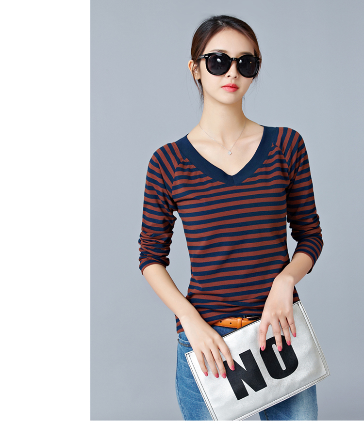 EW20440 Casual Stripe Top Brown