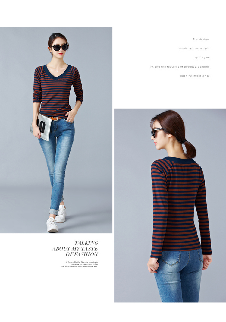 EW20440 Casual Stripe Top Brown