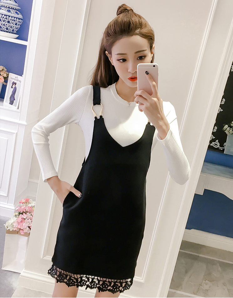 EW20461 Fashion Top and Dress Set Black