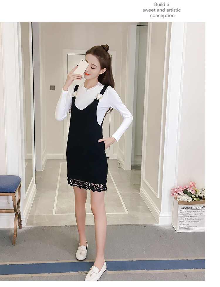 EW20461 Fashion Top and Dress Set Black
