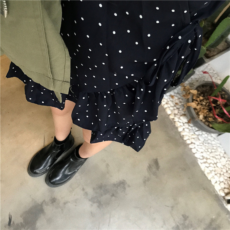 EW20462 Polka Dot Dress Dark Blue