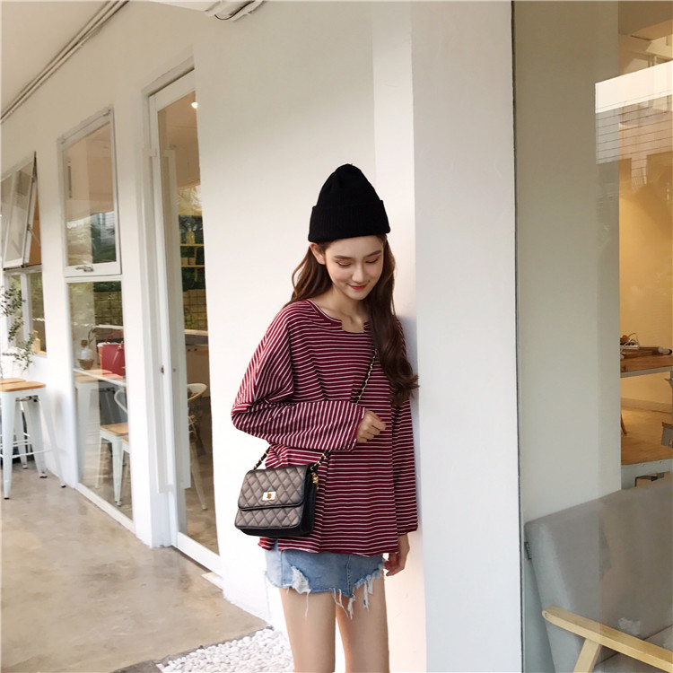 EW20464 Stylish Stripe Top Maroon