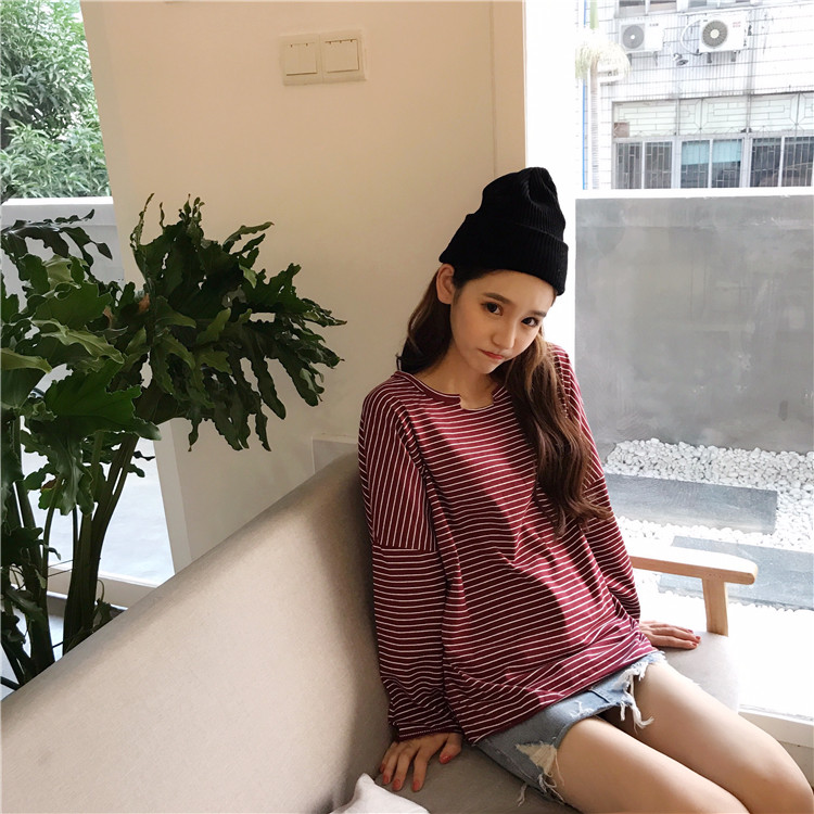 EW20464 Stylish Stripe Top Maroon