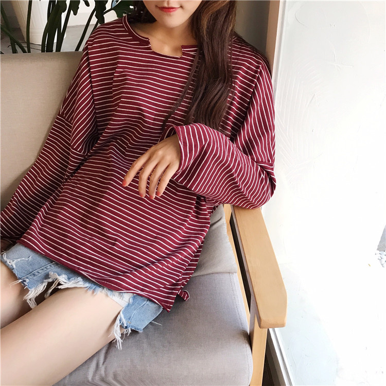 EW20464 Stylish Stripe Top Maroon
