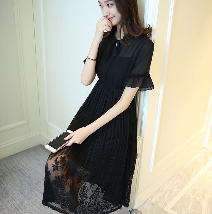 EW20478 Lovely Chiffon Dress Black