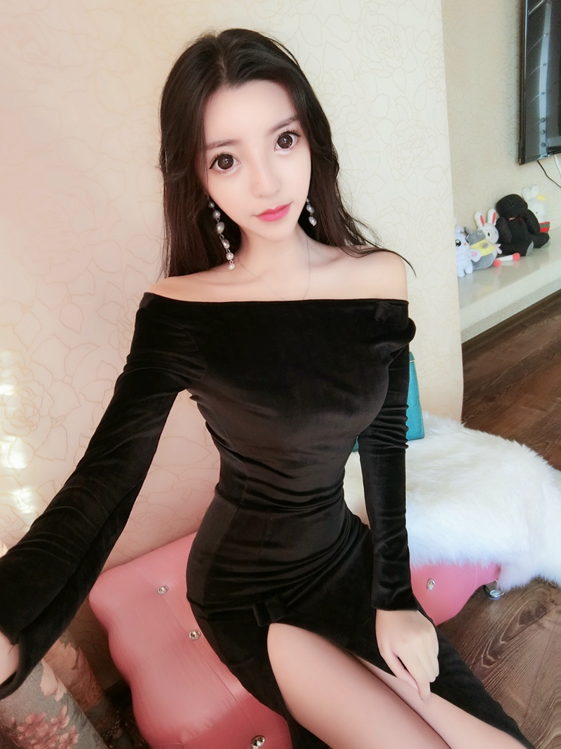 EW20496 Sexy Off-Shoulder Dress Black