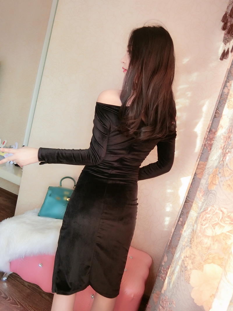 EW20496 Sexy Off-Shoulder Dress Black