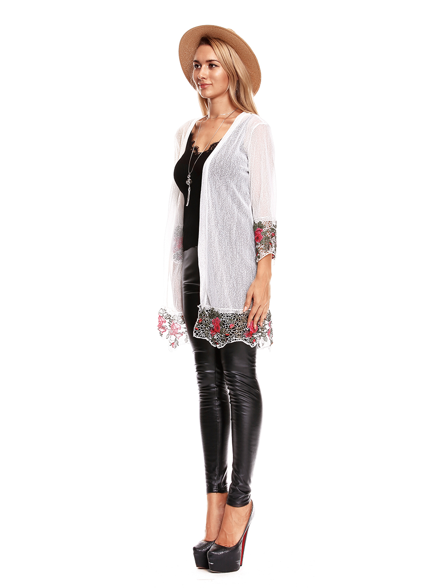 EW20513 Lovely Lace Cardigan White