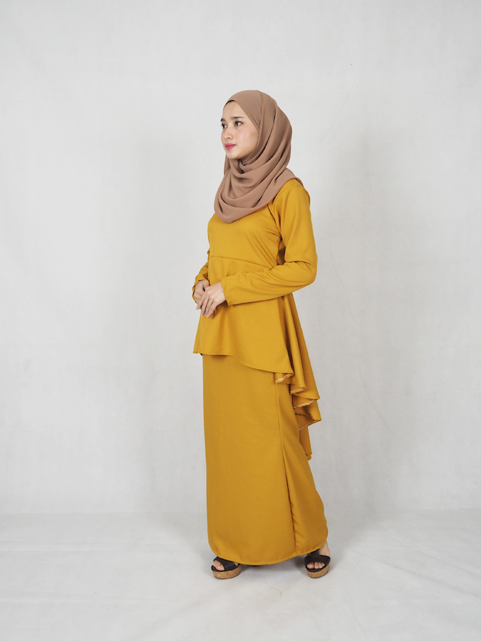 SW4797 Elegant Fishtail Baju Kurung Yellow