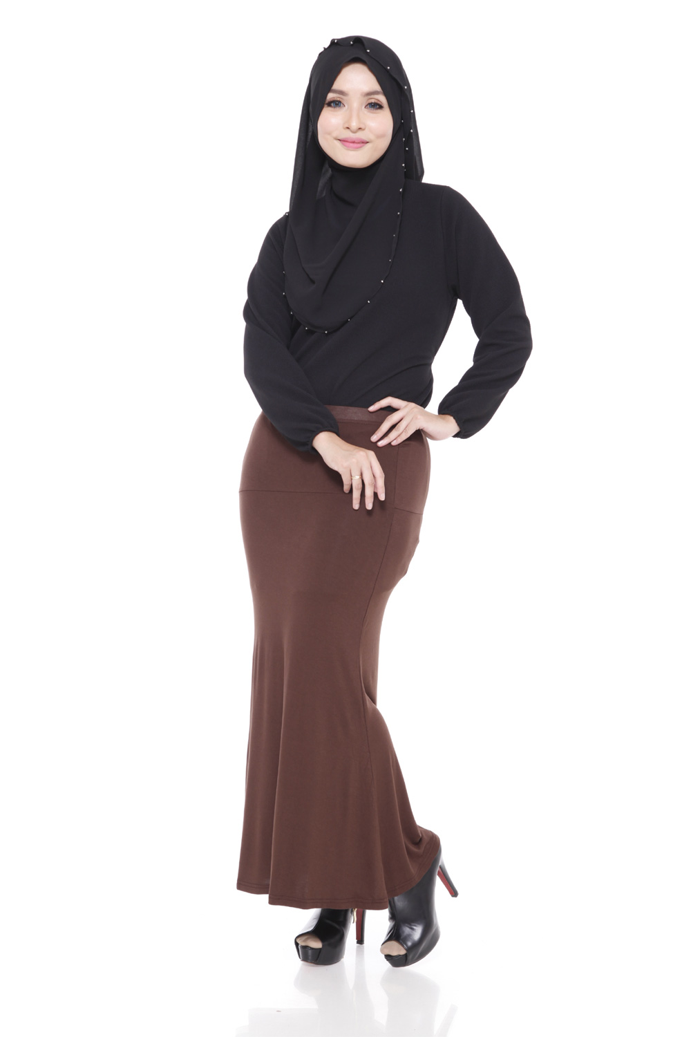 SW4803 Casual Pleated Skirts Brown