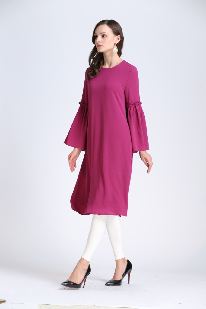 BM70051 Elegant Bubble Chiffon Dress Purple