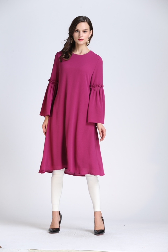 BM70051 Elegant Bubble Chiffon Dress Purple