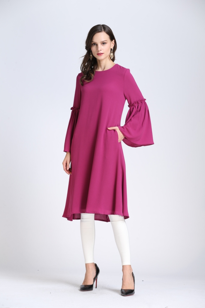 BM70051 Elegant Bubble Chiffon Dress Purple