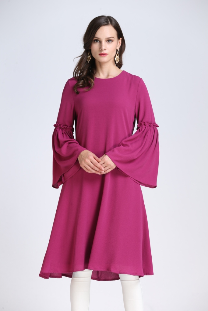 BM70051 Elegant Bubble Chiffon Dress Purple