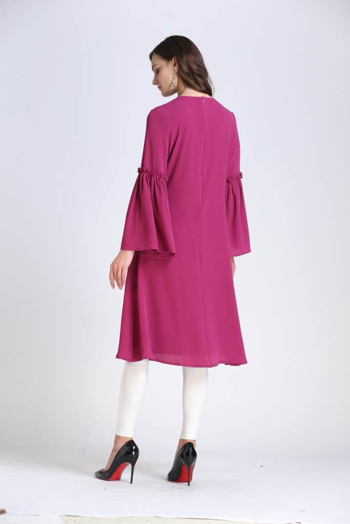 BM70051 Elegant Bubble Chiffon Dress Purple