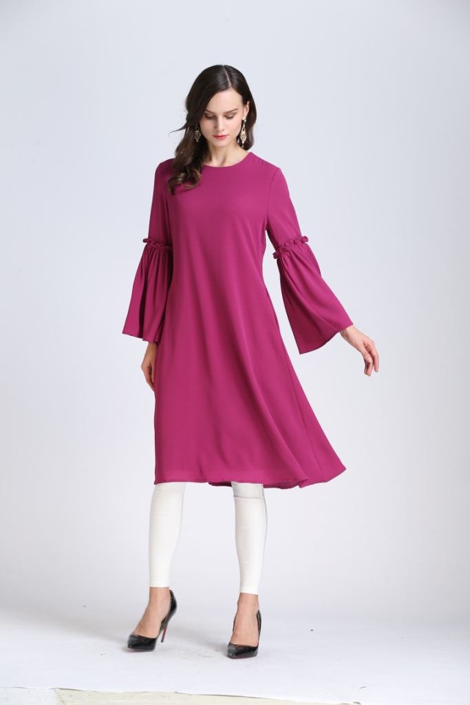 BM70051 Elegant Bubble Chiffon Dress Purple