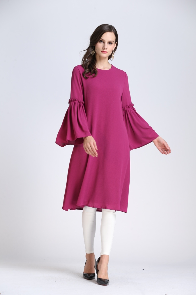 BM70051 Elegant Bubble Chiffon Dress Purple