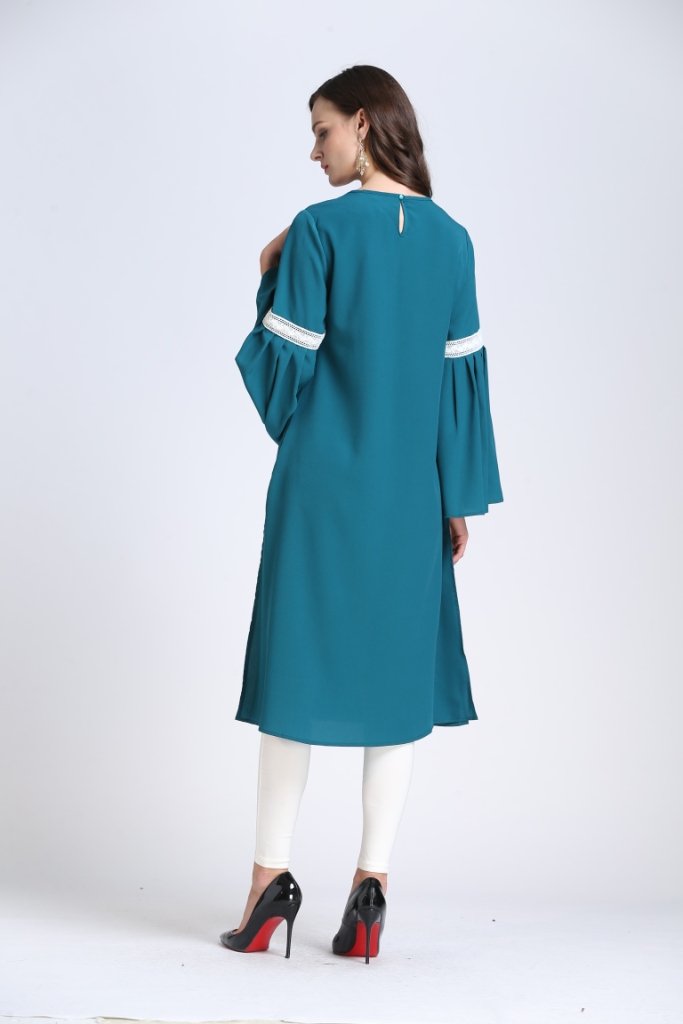 BM70052  Lace Trumpet Sleeve Turquoise