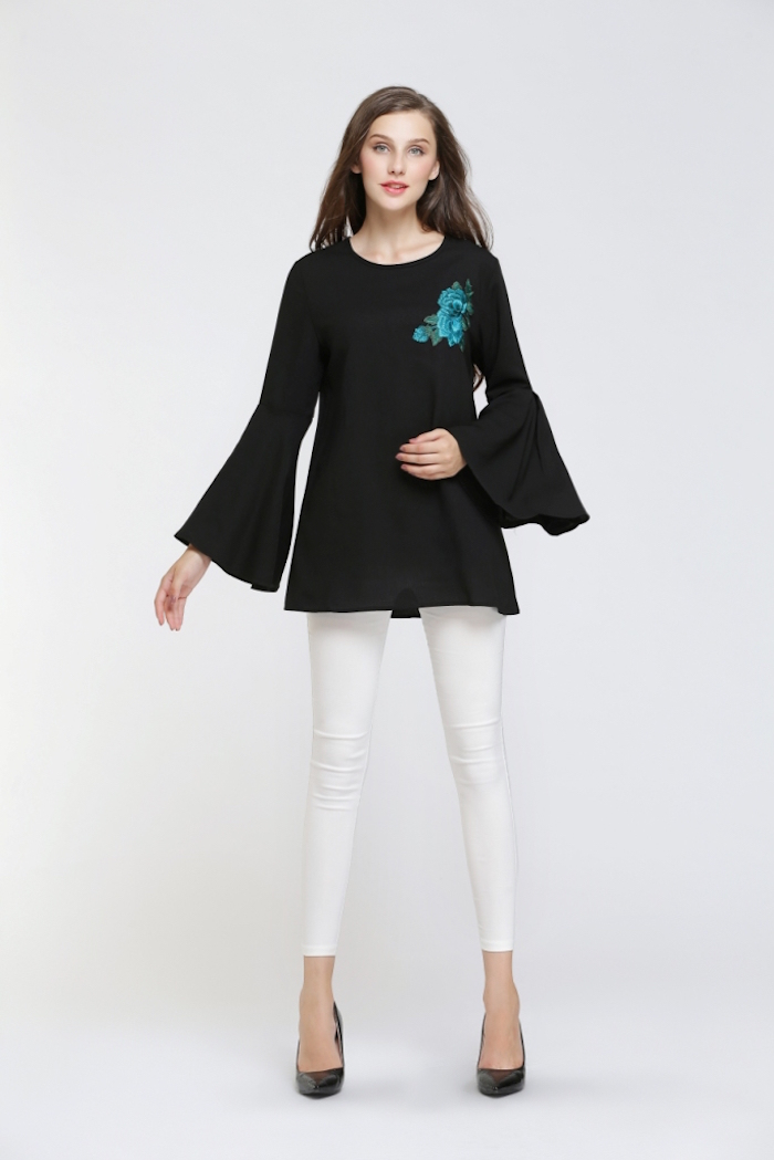 BM70053 Floral Blouse Black