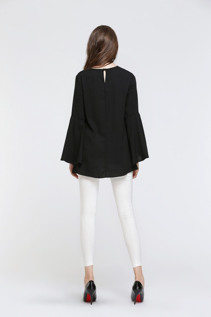 BM70053 Floral Blouse Black