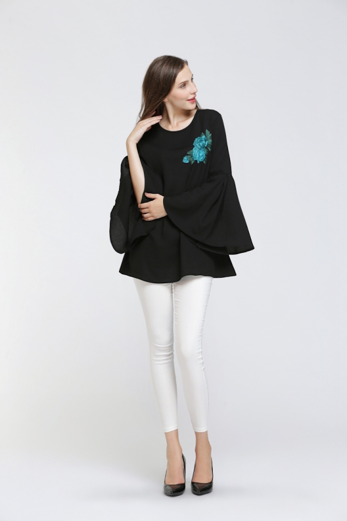 BM70053 Floral Blouse Black