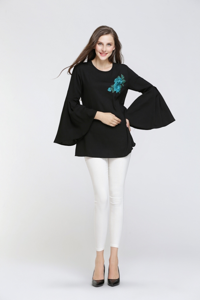 BM70053 Floral Blouse Black