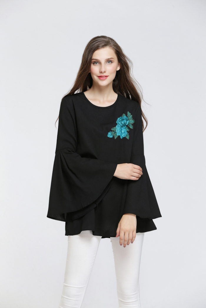 BM70053 Floral Blouse Black