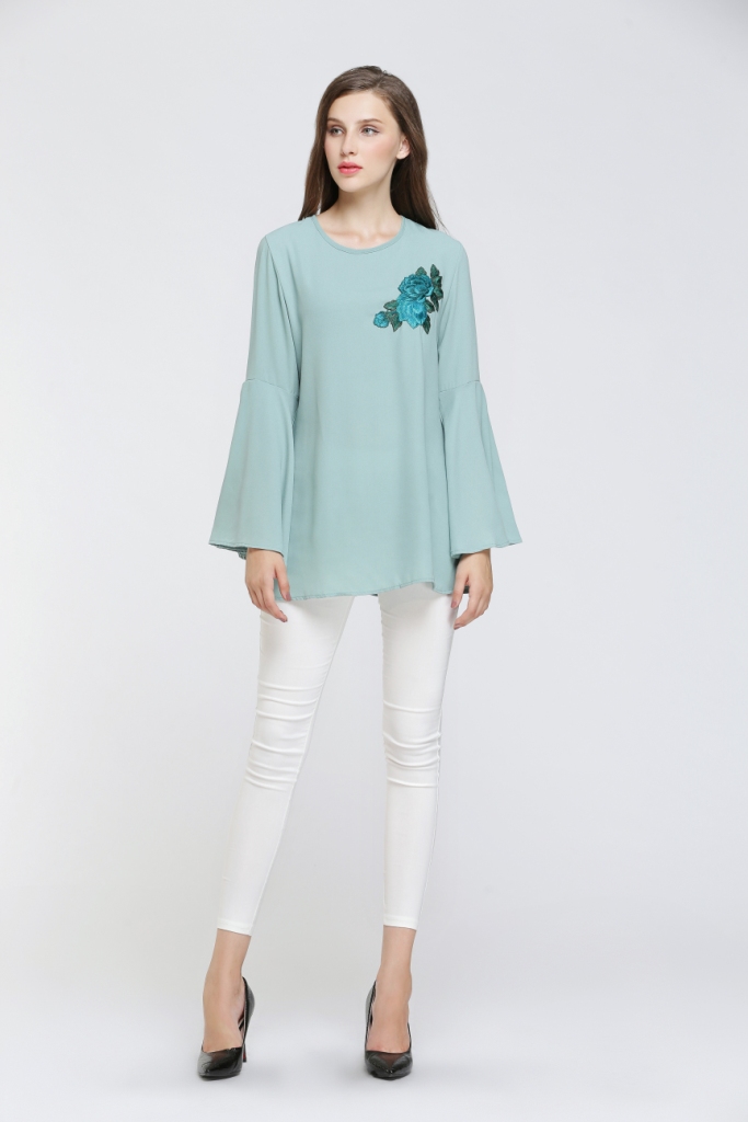 BM70053 Floral Blouse Green
